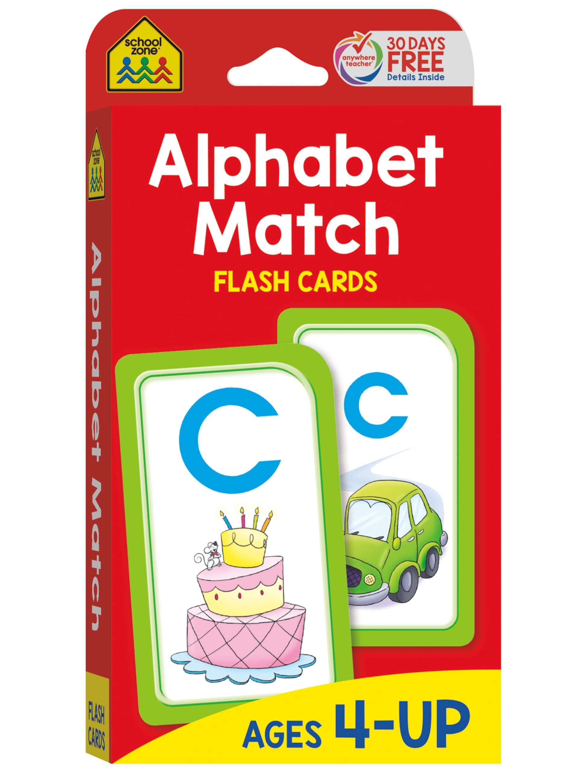 School Zone - Alphabet Match Flash Cards - Ages 4 And Up, Preschool To Kindergarten, Abc'S, Letters, Matching, Beginning Sounds, Letter-Picture Recognition, And More