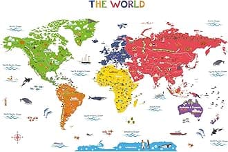 X-Large Colourful World Map Wall Stickers