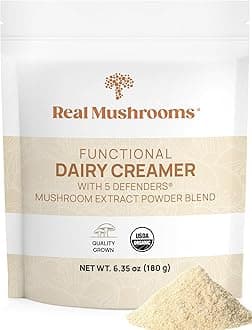 Real Mushrooms Functional Dairy Creamer with Mushroom Extracts – Sweetened with Organic Lucuma & Maple Powder – Functional Organic Cream – 90 Servings, Tea, Smoothie & Coffee Creamer Powder