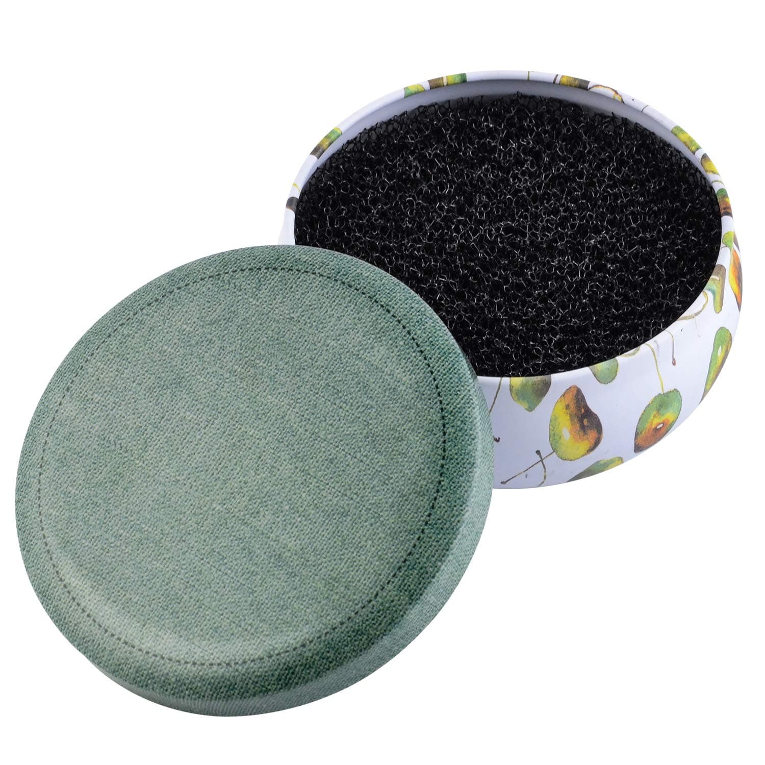 KDKD Color Switch Makeup Brush Cleaner, Shaking Off Eyeshadow Colors on Sponge in Round Rose Case (Green Cherry Top)