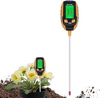Soil Meter, 5-in-1 Digital Plant Soil Moisture Meter with PH/Temperature/Moisture/Light/Environment Humidity for Gardening, Lawn, Farming and Outdoor Plants -S2