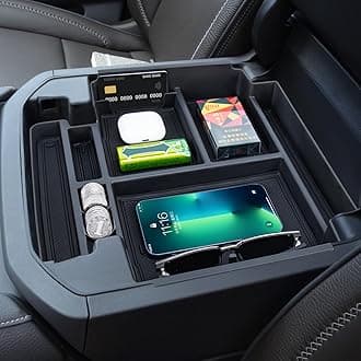 Center Console Organizer Tray Compatible with 2021 2022 2023 2024 2025 2026 GMC YuKon Denali, Chevy Suburban/Tahoe Armrest Storage Box Interior Accessories (Fit for Power-Sliding Console ONLY)