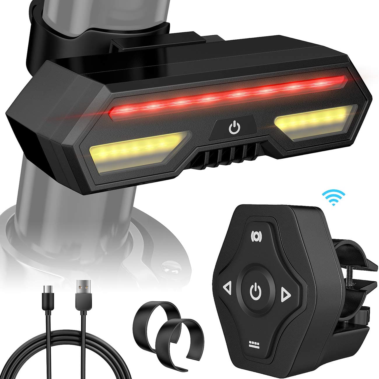 MojiDecor Bicycle Tail Light, Sport LED Rear Bike Light USB Rechargeable, Bike Tail Lights Waterproof USB Charging LED Riding Turn Signal Mountain Car Tail Light Bicycle Warning Light