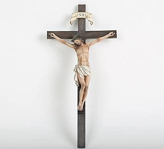 BC BUILDCLASSIC Crucifix Wall Cross Catholic Gifts Crosses Wall Decor 10 inches H Resin (full color)