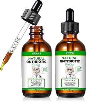 Natural Antibiotics for Cats, Antibiotic Liquid Drops Helps Immune System, Cat Antibiotic Supports Allergy Relief, Itching & UTI, Pet Health Supplies Multivitamins, Chicken Flavour - 4 Fl Oz / 2 Pack
