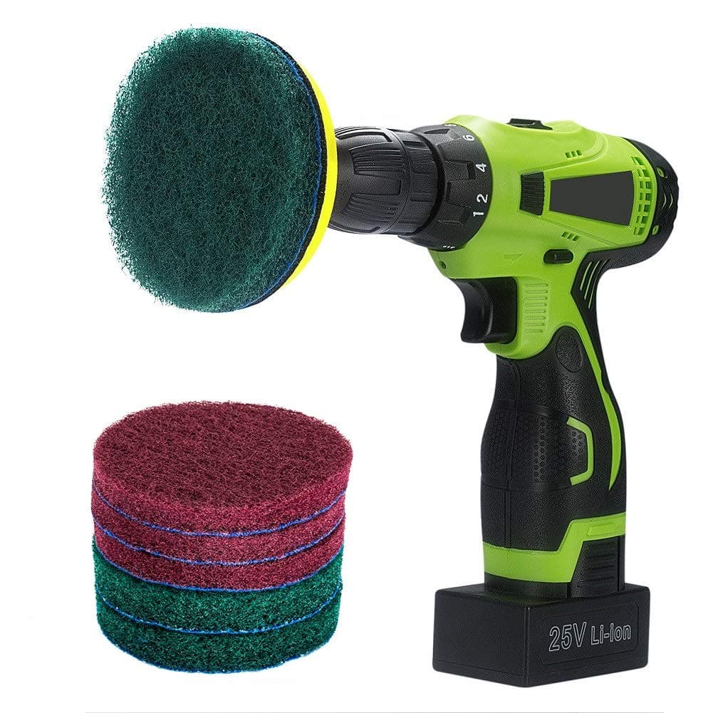 Kichwit 4 Inch Drill Power Scrubber Scouring Pads Cleaning Kit, Heavy Duty Household Cleaning Tool (Drill NOT Included)
