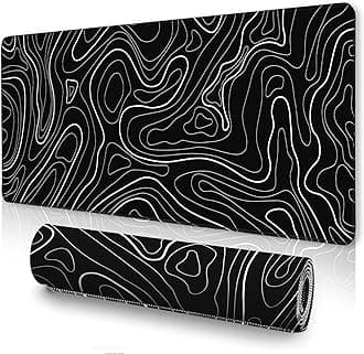 Black Topographic Mouse Pad XXXL - Giant Full Desk Gaming Mat, Huge Keyboard Pad for Ultimate Battlestation & Room Setup