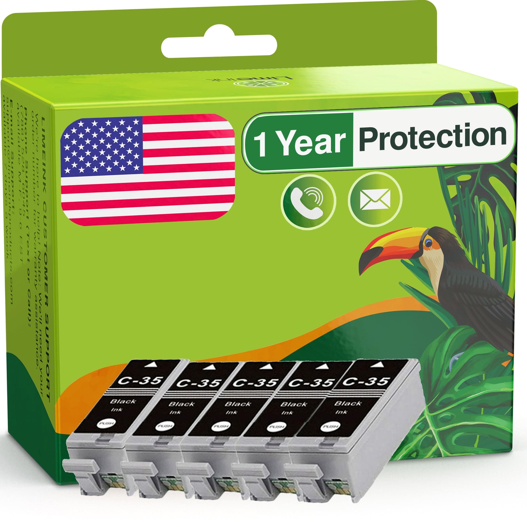 Compatible Ink Cartridges Replacement for Canon PGI-35 Compatible Ink Cartridges Set Use for Canon PIXMA iP100 PIXMA iP110 Series Printers 1509b002 1511B002 Pack (5 Black)