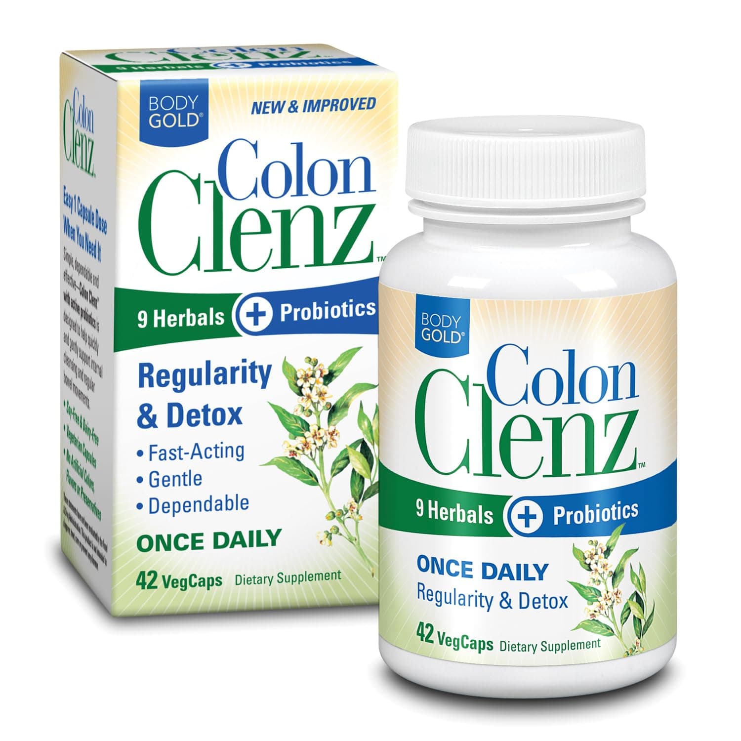 Colon Clenz & Detox Overnight Formula | Once Daily with 9 Herbs + Active Probiotics | Constipation Relief for Adults | Bloating Relief for Women & Men 42ct