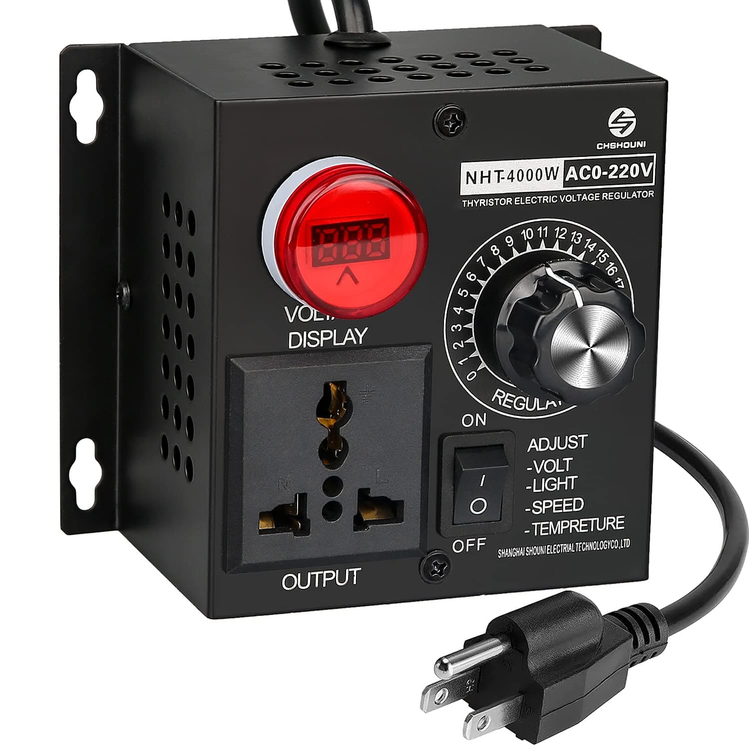 AC Variable Speed Controller, 120V~220V 15A 4000W SCR Voltage Controller for Router Fan Electric Motor Rheostat