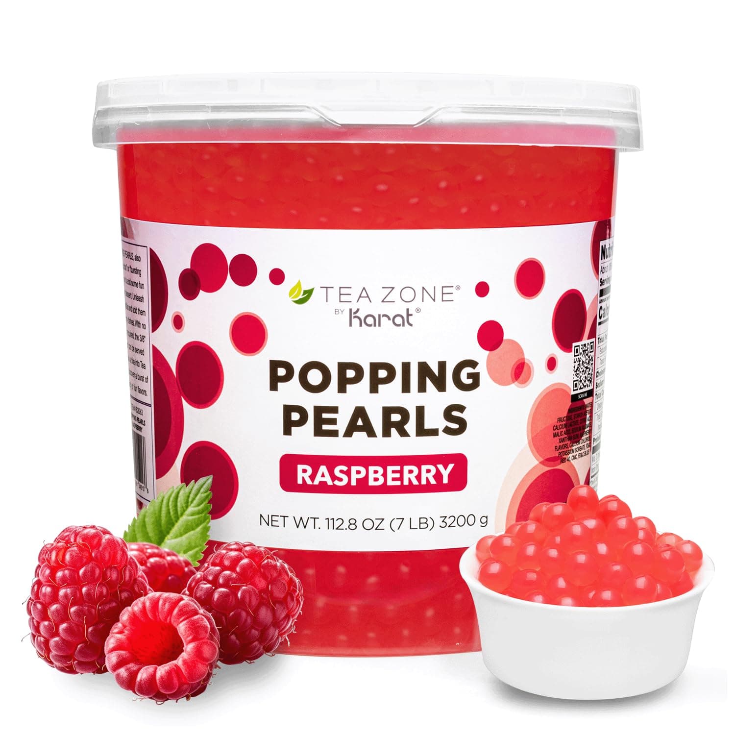 [7 Pounds] Raspberry Popping Pearls for Boba Tea Beverages, Sweets, Ice Cream Topping | B2063