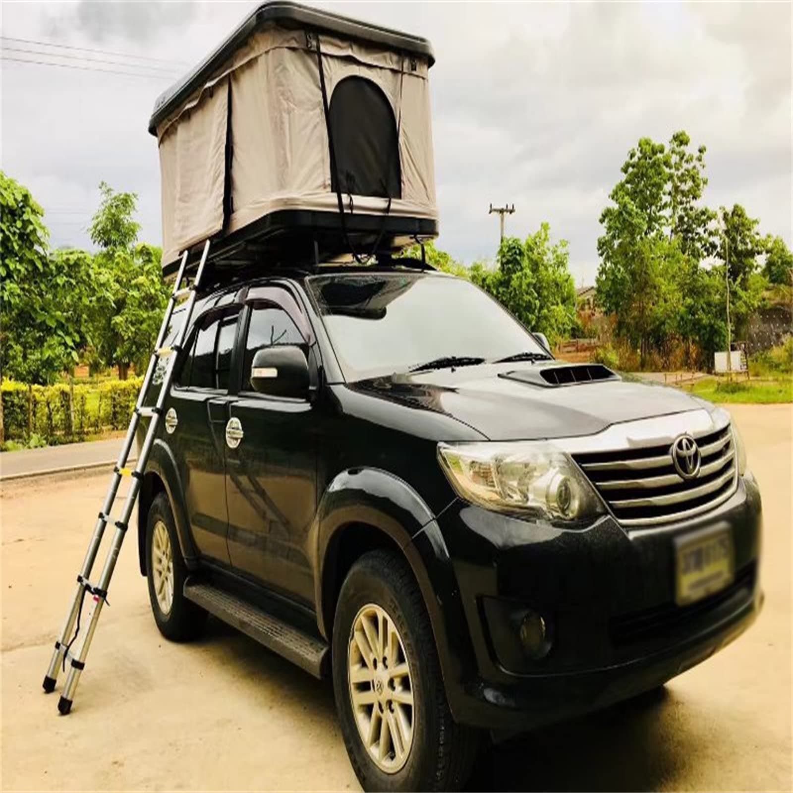 2-3 Person Rooftop Tent Hydraulic Automatic Quick Opening,Outdoor Camping Camping Car Roof Tent Is A Mobile Bedroom Telescopic Ladder,D