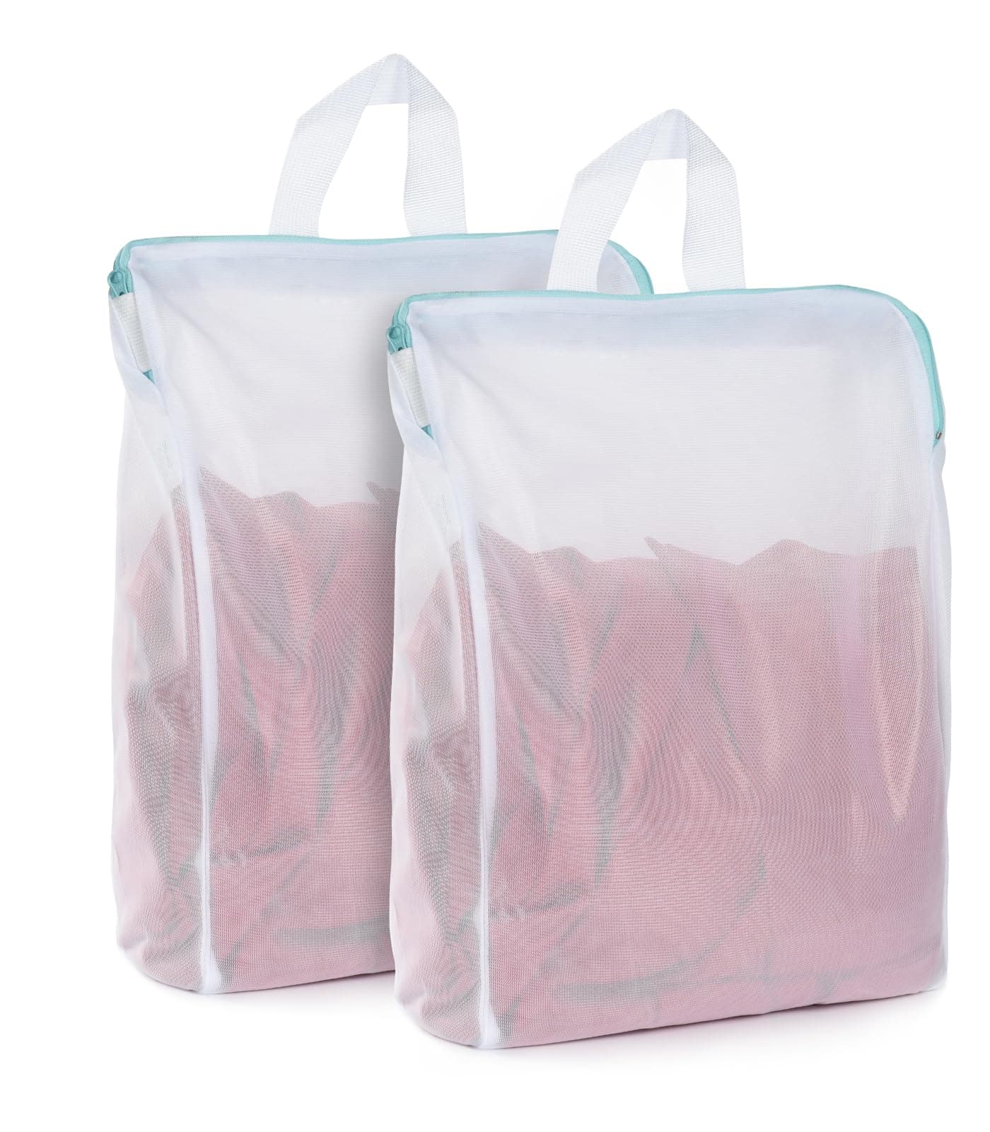 OTraki 2 Pack Mesh Laundry Bags with Handle 12x16 inch Socks Bag for Washing Heavy Duty Delicate Bag for Washing Laundry Bag for Lingerie Travel