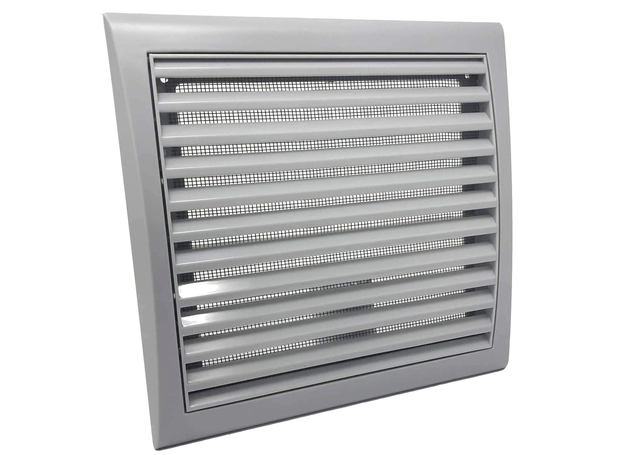 4 inch Grey Wall Vent Square 151 x 156 Grille for Fresh Air Flow Outlet or Inlet Duct for 80mm 100 mm Ventilation Louvre Cover Outdoor External Grill with Insect Screen Fly Mesh
