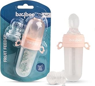 Baybee 2 in 1 Silicone Baby Food Feeder & Fruit Nibbler Pacifier for Babies | Infants Food Feeder with Spoon Squeezy Teethers for Babies | Hygenic & BPA Free Extra Soft teethers for 6 to 12 Months