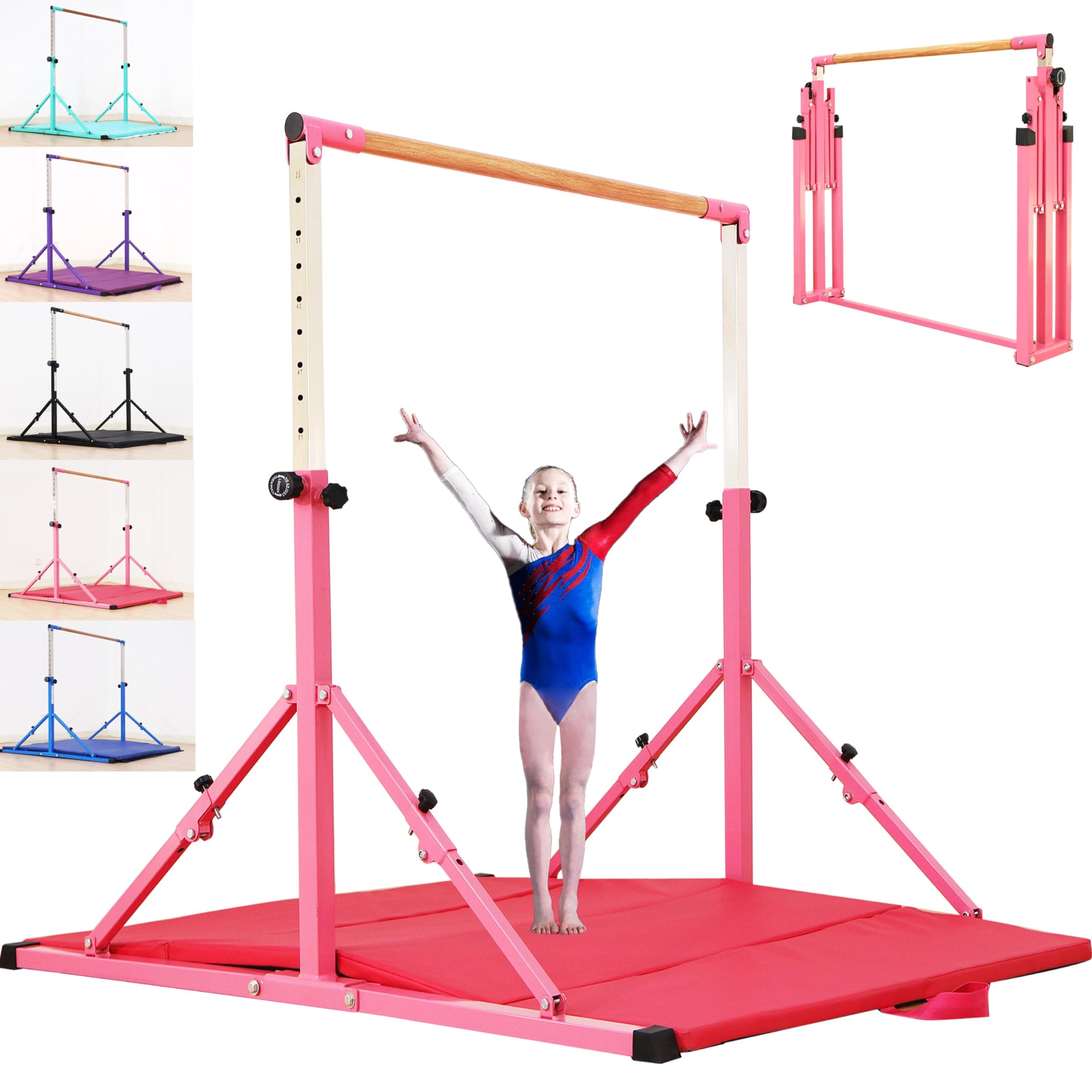 MARFULA 4FT/5FT/6FT Gymnastic Bar Set Gymnastics Horizontal Bar Gymnastics Kip Bar for Kids Home Use