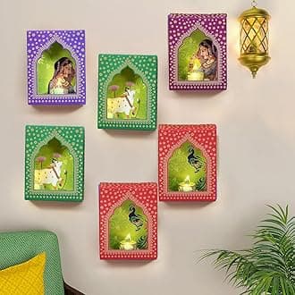 CraftVatika Deep Dwar Set of 2 Diwali Decoration Items, Home Decor Items Festive Decor Item, DIY Craft Traditional Jharokha Box for Hanging (Pack of 2)