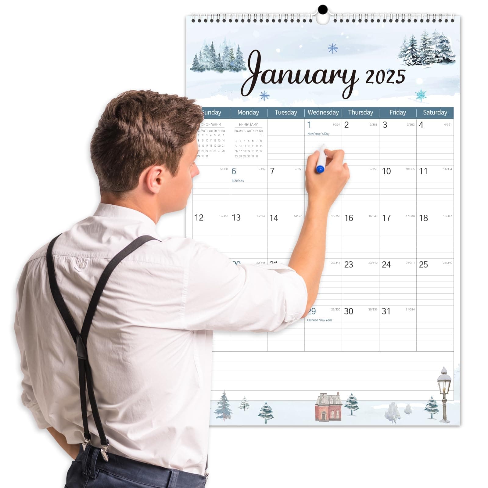 GuassLee Extra Large Wall Calendar 2025, 20"x 30" Big Vertical Wall Calendar 2025, Jan. 2025 to Jun. 2026, 18-Month Hanging Planner Wall with Julian Date Spiral Bound for Office Home School Organizing