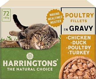 Harringtons Complete Wet Pouch Grain Free Hypoallergenic Adult Cat Food Poultry in Gravy Pack 72x85g - Chicken, Duck, Poultry & Turkey - Making Mealtimes Meatier