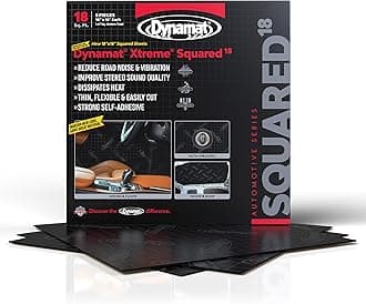 Dynamat Xtreme Sound Deadening Car Insulation Squared 18 Pack – Noise Dampening Kit for Floor, Doors, Panels, Hood, Engine or Trunk – Easy Self Adhesive Install – 8 Sheets 18”x18”, 18 sq ft Total