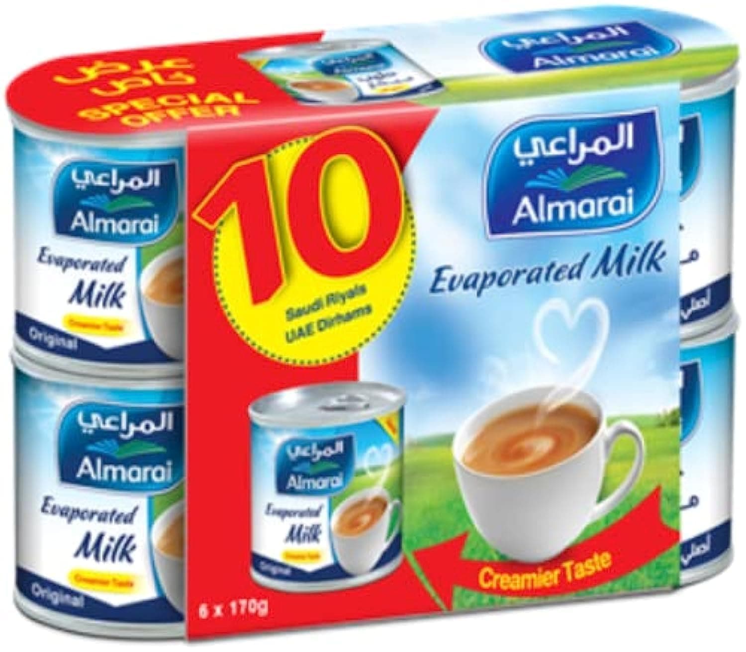 Almarai Full Fat Evaporated Milk, 6 x 170G