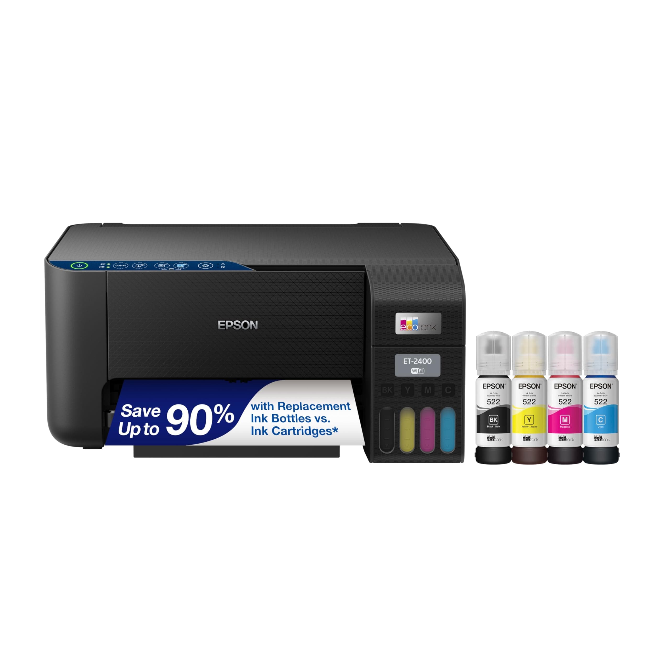 Epson EcoTank ET-2400 Wireless Supertank Colour Printer without Cartridges with Scanning and Copying, User-friendly Daily Print, Black