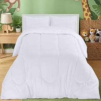 Utopia Bedding White Kids Comforter Set with 2 Pillow Shams, 3 Piece Soft Microfiber Twin Bed Comforter with Pillow Shams, Printed Kids Bedding for Boys and Girls, Lightweight, Breathable,Easy Care