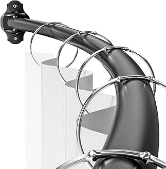 Curved Shower Curtain Rod, Adjustable 48-85 inches Extra Wide Curved Shower Rods for Bathroom, Rust proof Shower Rod, Premium Stainless Steel Curved Curtain Rod for Shower, Bathtub, Black