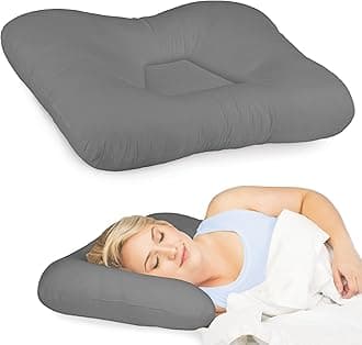Core Products Tri-Core Cervical Support Pillow – Firm Orthopedic Neck Pillow for Pain Relief, Back and Side Sleepers – Ergonomic Contour Pillow – Assembled in USA, Midsize, Gray