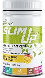 MYHERB Slim Up Meal Replacement Shake With 15 Natural Herbal Blend (Ayurvedic Formula) For Weight Control&Management-13.5g Protein-23 Vitamins For Men&Women (Juicy Mango Milk Shake, 1000 gm)