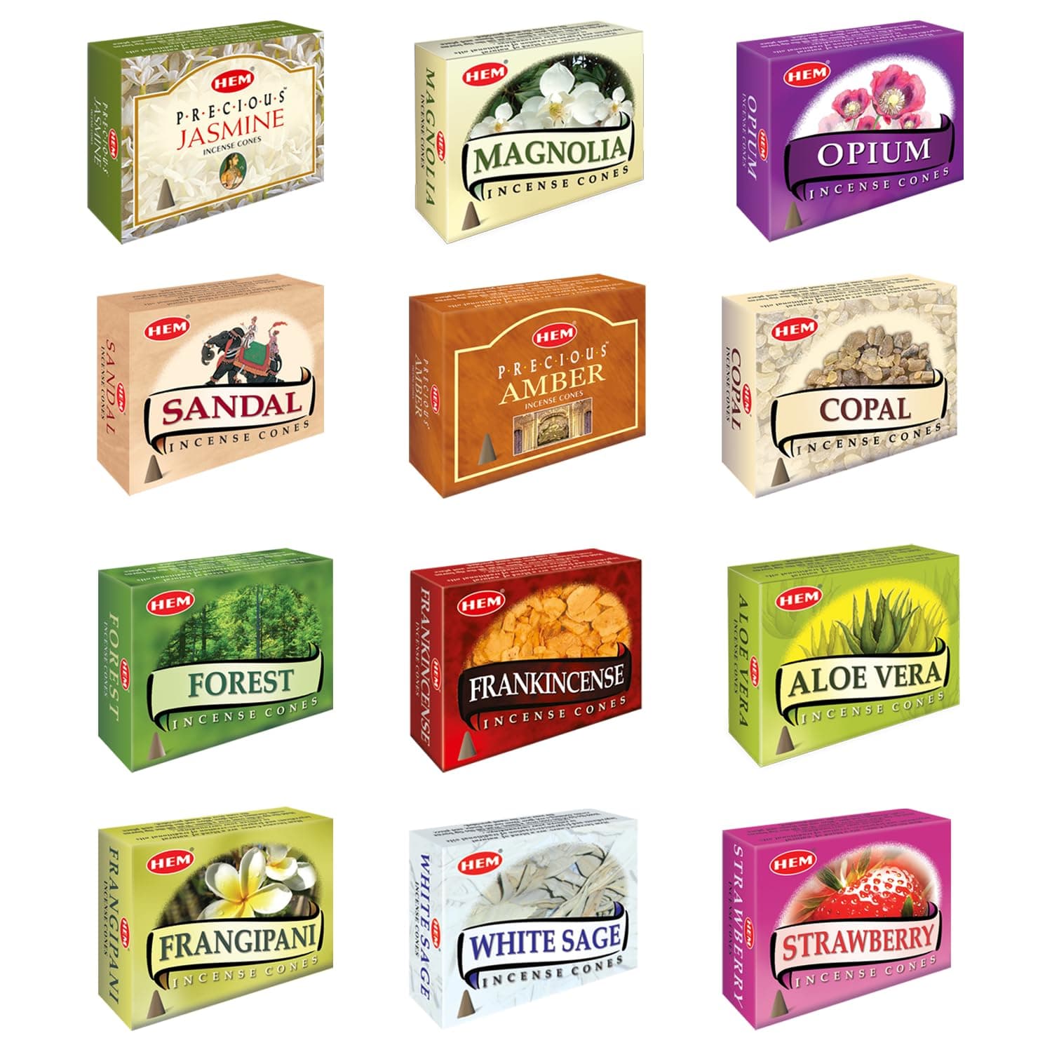 12 Assorted Boxes of Incense Cones, (120 Total)| Natural Fragrance for Aromatic Rooms | Odor Remover Incense for Stress Relief & Relaxation