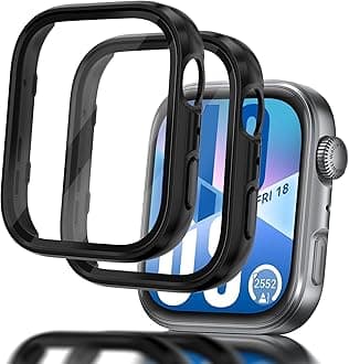 Azonee 2 Pack Watch Case for Huawei Watch Fit 4, Full-Coverage Matte Black Hard PC Frame with Built-in Tempered Glass Screen Protector, Full-Coverage Scratchproof Protective Case