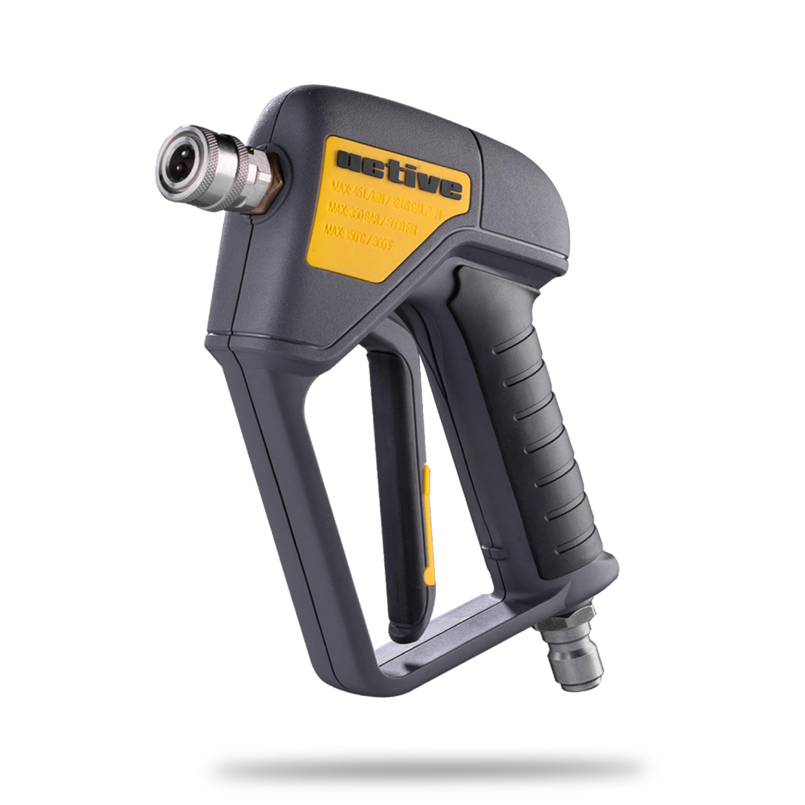 Active Swivel Pressure Washer Gun with an inbuilt 3/8” Inlet Male Swivel Plug for Pressure Washer Hose and 1/4” Female Quick Connect for nozzles, Wands & Foam Cannon for Home car wash and Detailing.