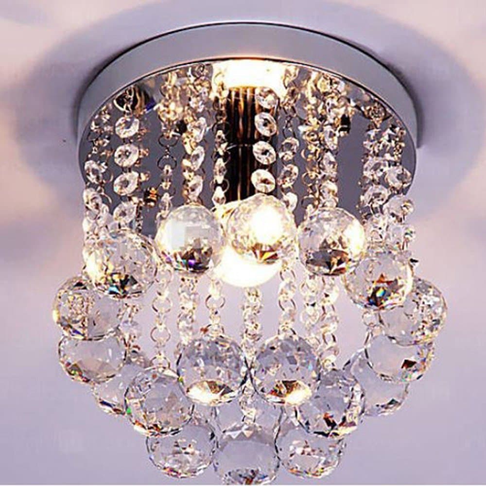 Mini Style 1-light Flush Mount Crystal Chandelier
