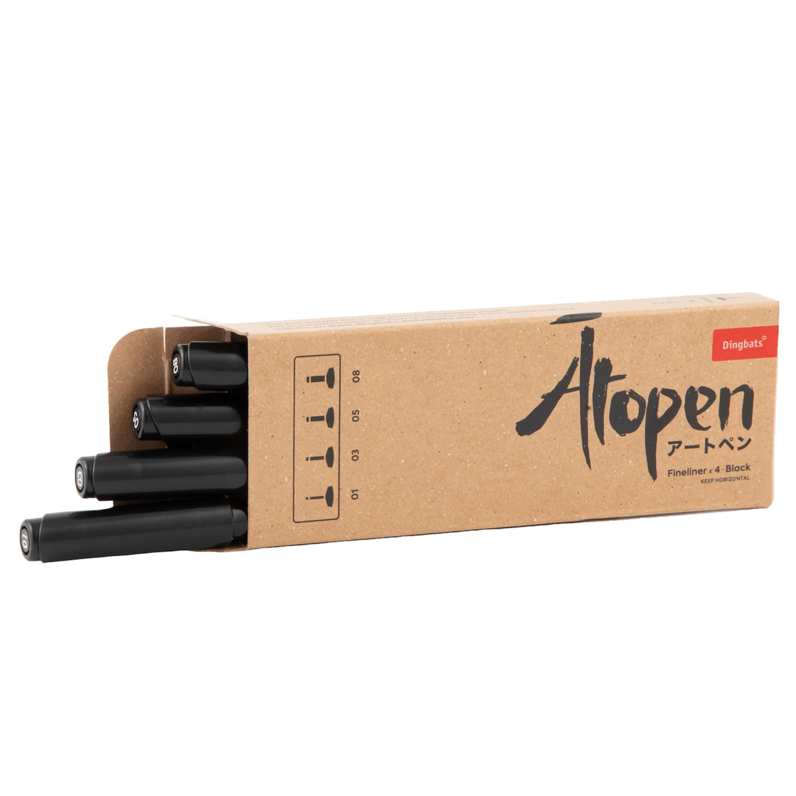 Atopen Black Fineliner Pen - 4pc Set