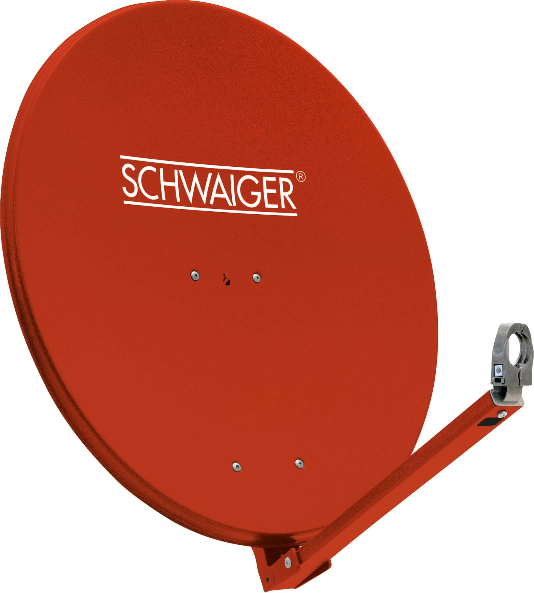 SCHWAIGER -234- Satellite dish | satellite antenna with LNB support arm and mast mount | aluminium satellite dish | brick red, 74,5 x 84,5 cm