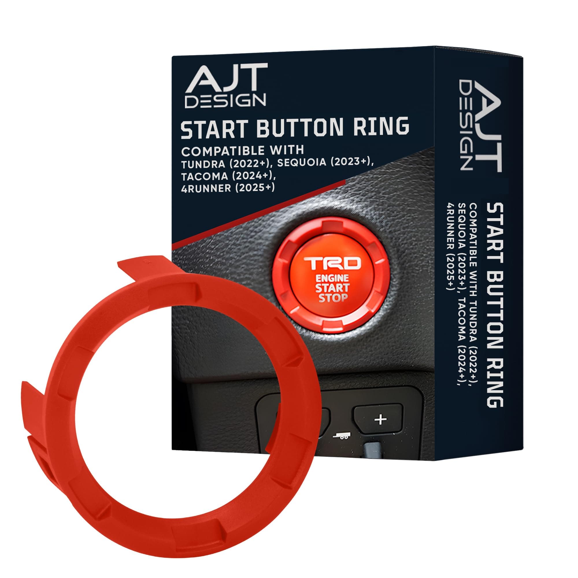 Start Button Ring Compatible with Toyota Tundra 2022+,Tacoma 2024+,4Runner 2025+, Sequoia 2023+ | Chrome Delete Finish | Impact Resistant Plastic Push Button Ring | Made in USA - Red