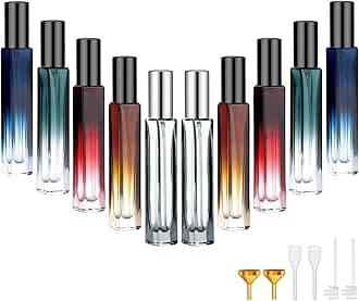Segbeauty 10pcs Colorful Travel Perfume Bottle, 10ML Multi-color Empty Refillable Glass Perfume Atomizer, 0.34oz Portable Cologne Dispenser Spray Bottle Travel Size Sprayer Perfume Making Container
