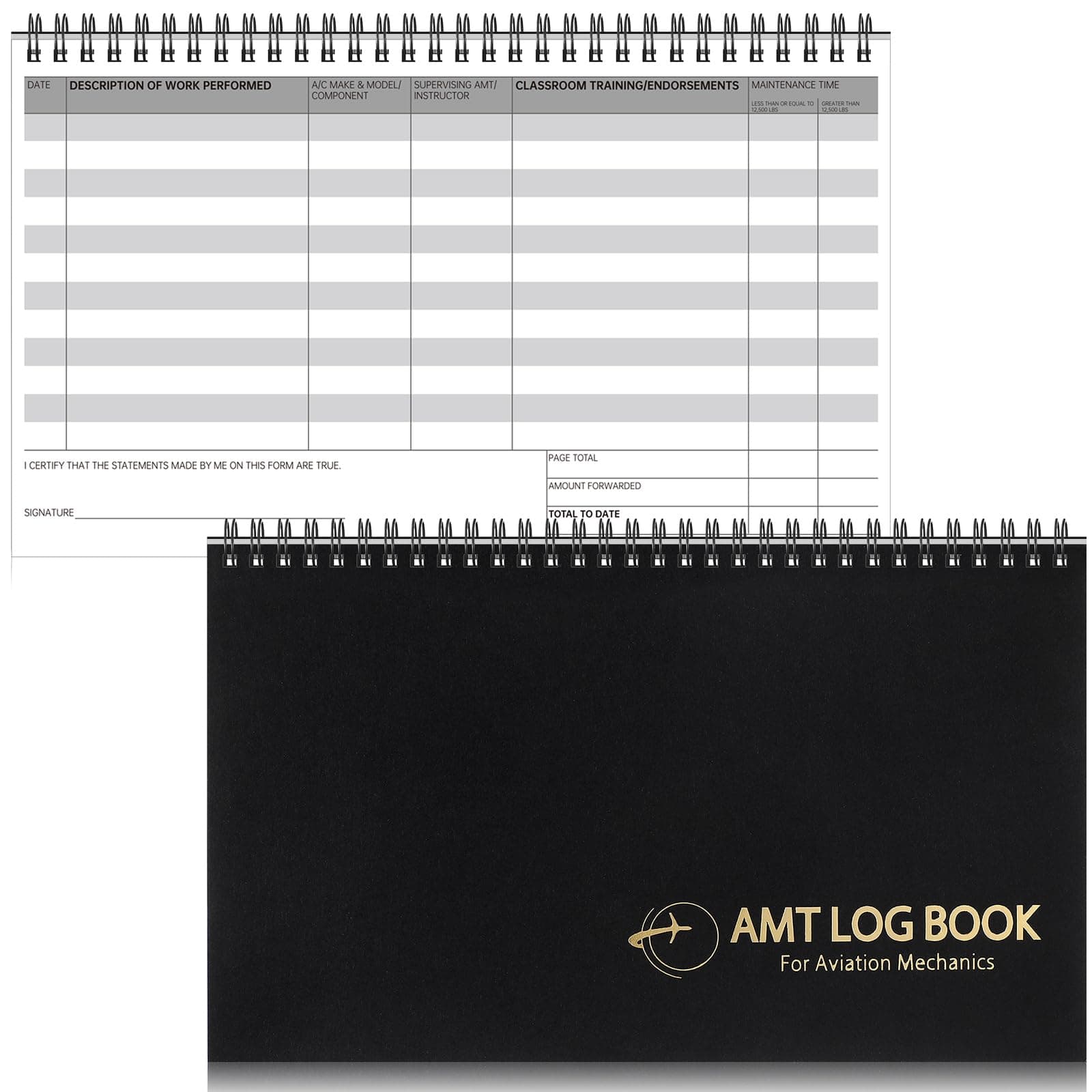 Fuyoooo Amt Logbook 11 x 6.5 Inch for Maintenance Technicians, Ia Qualified Mechanics