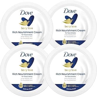 Nourishing Body Care, Face, Hand, and Body Rich Nourishment Cream for Extra Dry Skin with 48-Hour Moisturization, 4-Pack, 2.53 Oz Each Jar