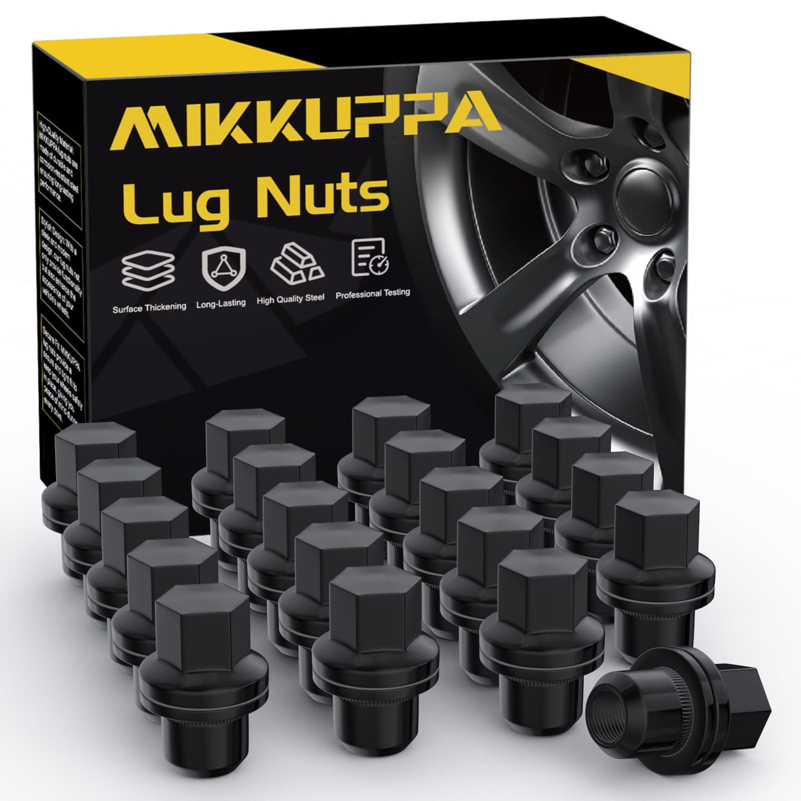 MIKKUPPA M14x1.5 Wheel Lug Nut - Replacement for Land Rover LR3 LR4 Range Rover Sport Discovery - 20pcs Black Closed End OEM Factory 1.81" Tall 0.87" Hex Lug Nuts