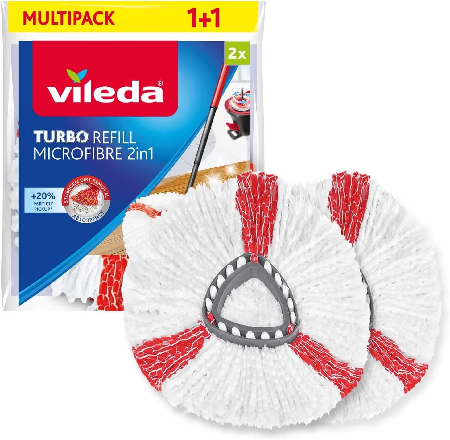 Vileda Turbo 2in1 Spin Mop Refill - Pack of 2 Head Replacements for All Turbo Mops
