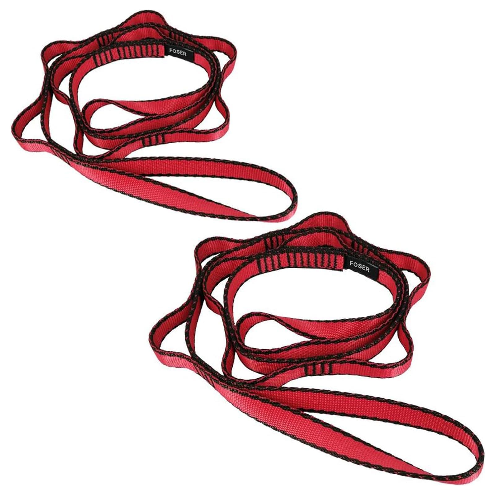 FOSER 2pcs Daisy Chains, Yoga Hammock Extension Strap, Adjustable Nylon Strap Fitness Pilates and Exercise Extend Strap (RED)