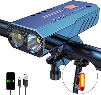 Bike Lights for Night Riding, Super Lumen 360 Rotatable 10000 Lumen Bike Headlight, 1200 Lumen Larger Wide Angle 3000 mAh Bicycle Lights Front and Rear