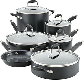 Anolon Advanced Home Hard-Anodized Aluminum 11-Piece Cookware Set (84652, Onyx)