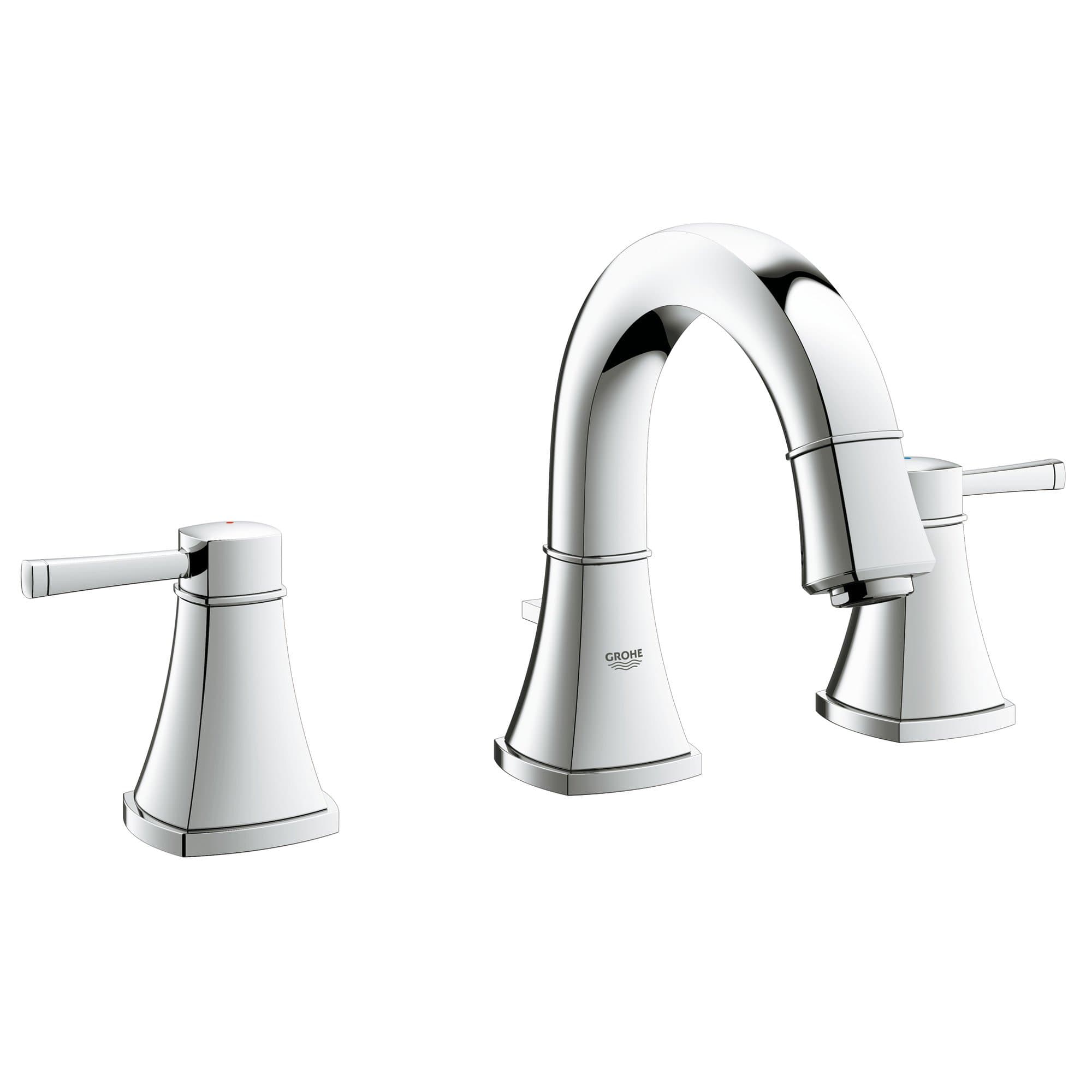 Grohe 2041800A Grandera Low Spout Lavatory Wideset Double-Handle 3-Hole In Starlight Chrome,