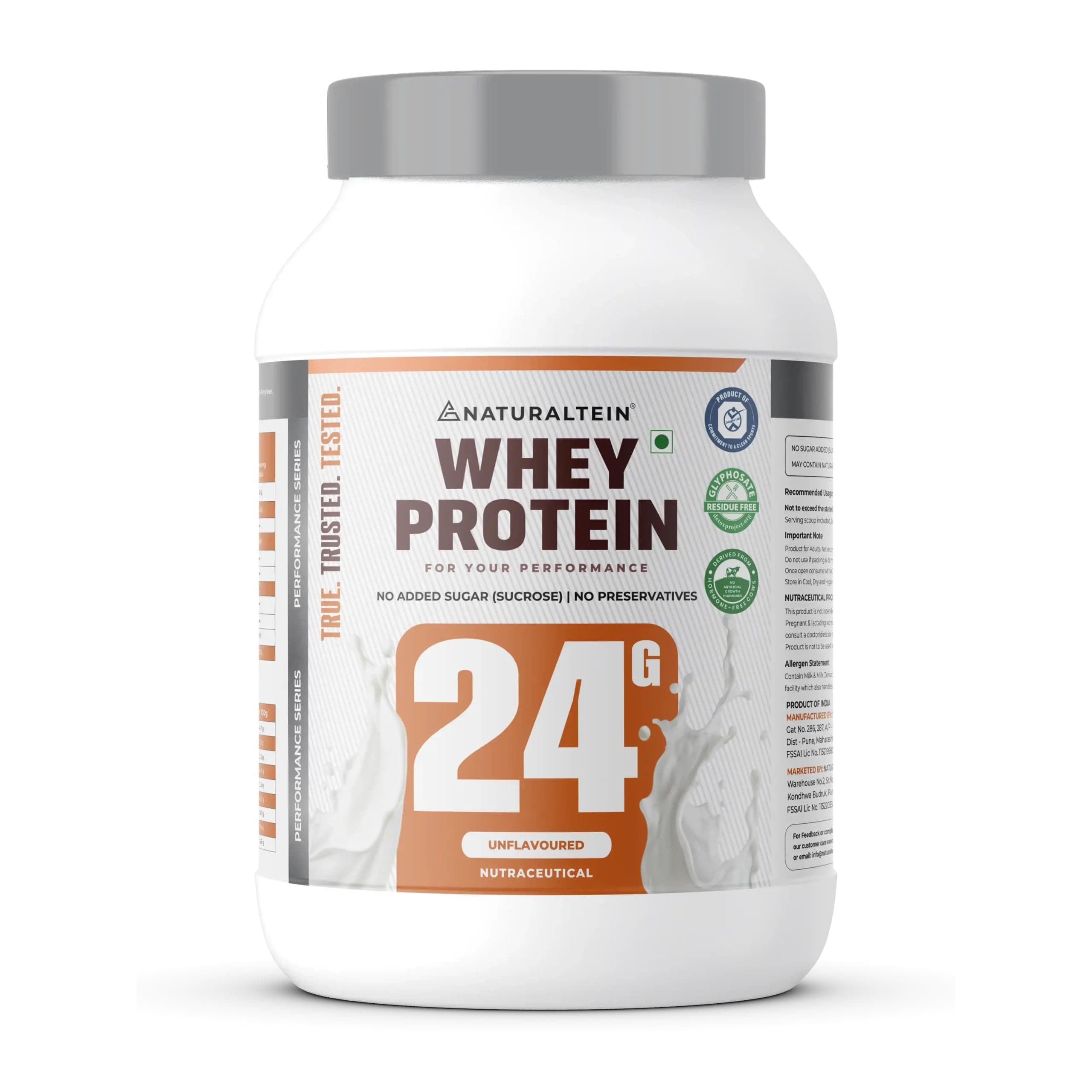 Natural Whey Max Protein – 24g Protein per Serving | Pure Unflavoured | Naturally Formulated | No Added Sugar | Non-GMO | Soy-Free & Gluten-Free | Smooth Mixability & Easy Digestion | 1 kg