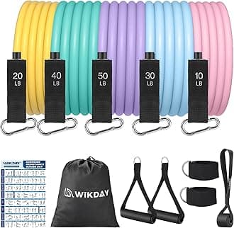 Exercise Resistance Bands with Handles for Working Out, 150/200/250/300 lbs Workout Bands Set with Door Anchor for Physical Therapy, Yoga, Pilates