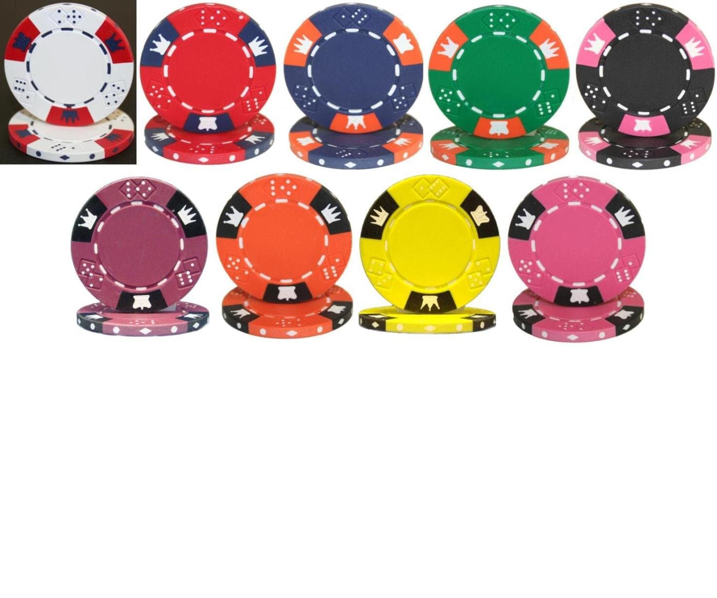 Crown & Dice 1000 Clay 14g Bulk Poker Chips - Choose