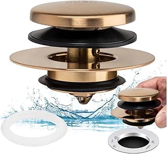 Artiwell Universal Tip Toe Bath Drain Stopper and Cover, Bathtub Drain Stopper, Replaces Lift and Turn, Tip-Toe and Trip Lever Drains for Tub, EZ Installation and Clearing (Champagne Bronze)
